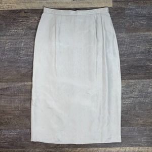 Adrianna Papell 100% silk silver gray knee length pencil straight skirt  size 8